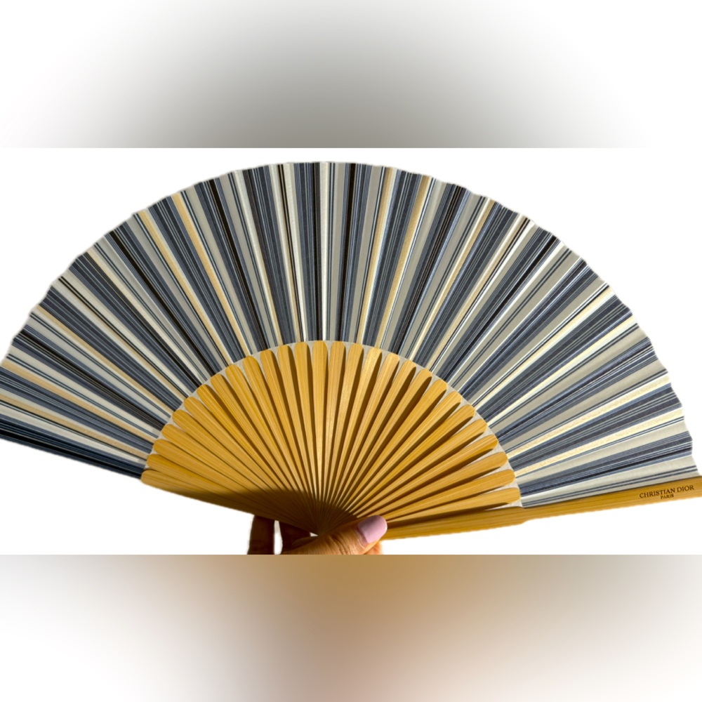 New Christian Dior Striped Hand Fan